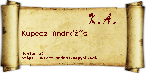 Kupecz András névjegykártya